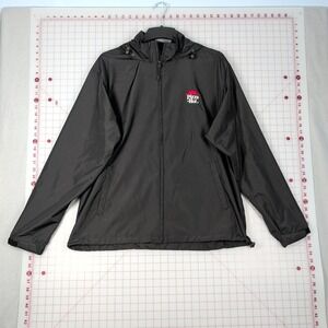 North End Mens Pizza Hut Embroidered Windbreaker Jacket Black Large Hooded